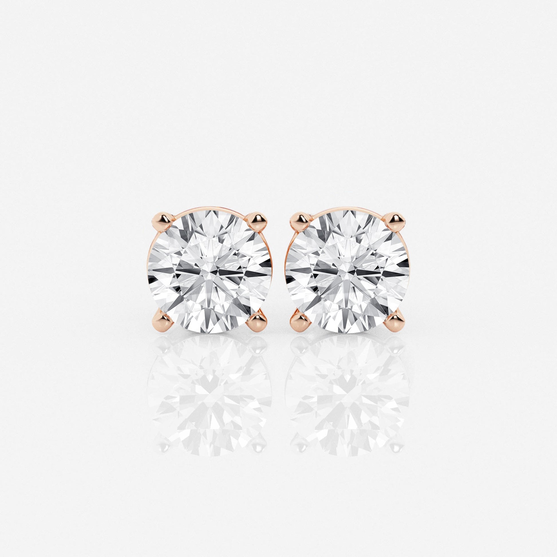 1 - 4 ct Aretes Broqueles con diamante redondo - BODHANA