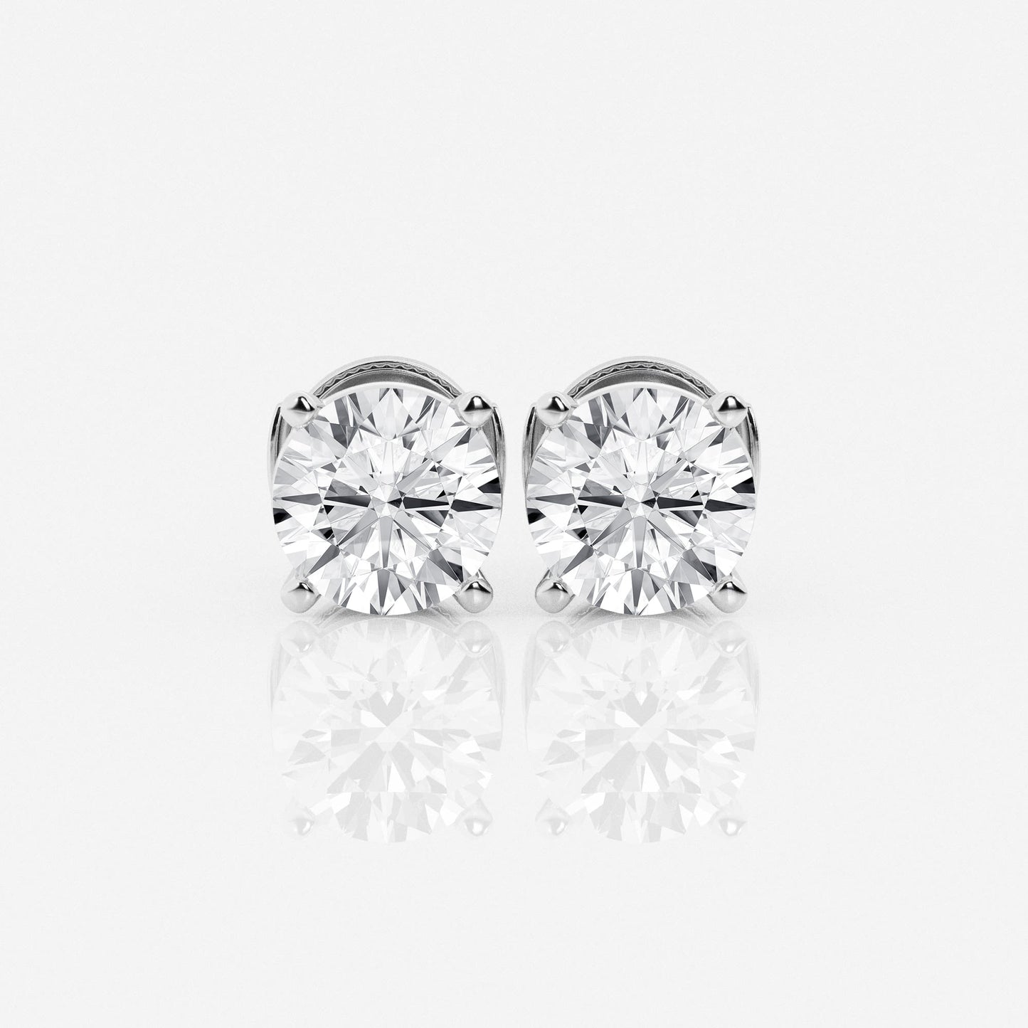 1 - 4 ct Aretes Broqueles con diamante redondo - BODHANA