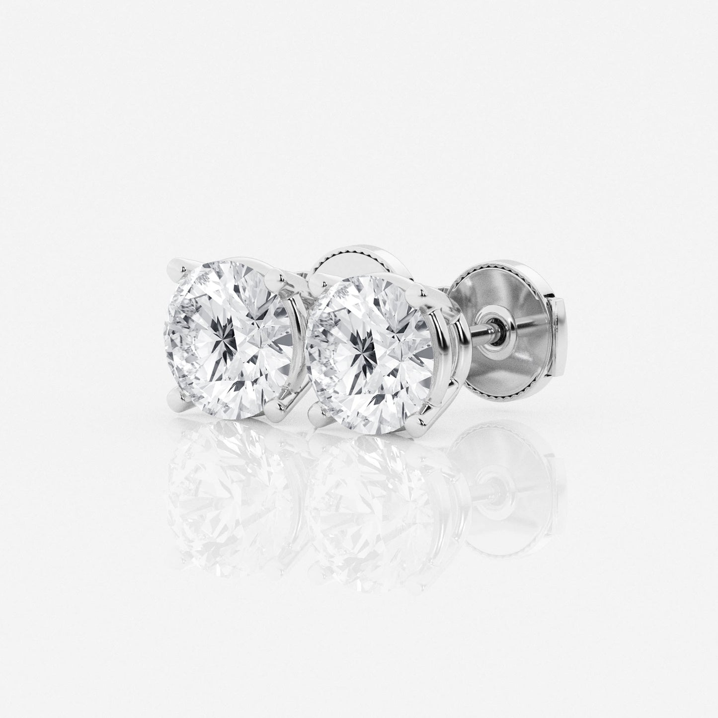 1 - 4 ct Aretes Broqueles con diamante redondo - BODHANA