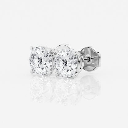 1 - 4 ct Aretes Broqueles con diamante redondo - BODHANA