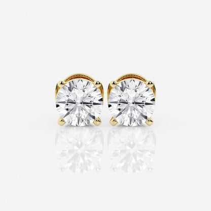 1 - 4 ct Aretes Broqueles con diamante redondo - BODHANA