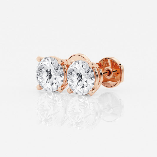 1 - 4 ct Aretes Broqueles con diamante redondo - BODHANA