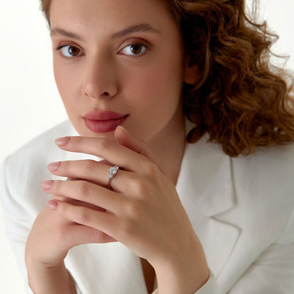 1.50 ct Anillo de compromiso con diamante corte redondo oro de 14k - BODHANA