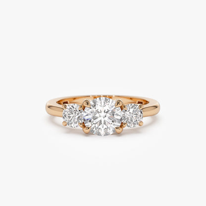 1.50 ct Anillo de compromiso con diamante corte redondo oro de 14k - BODHANA