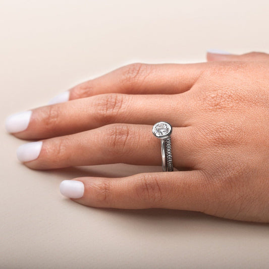 1 ct Anillo de compromiso con diamante Corte Redondo Oro o Platino - BODHANA