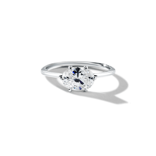 1 ct Anillo de compromiso con diamante Corte Solitario Horizontal en oro o platino - BODHANA