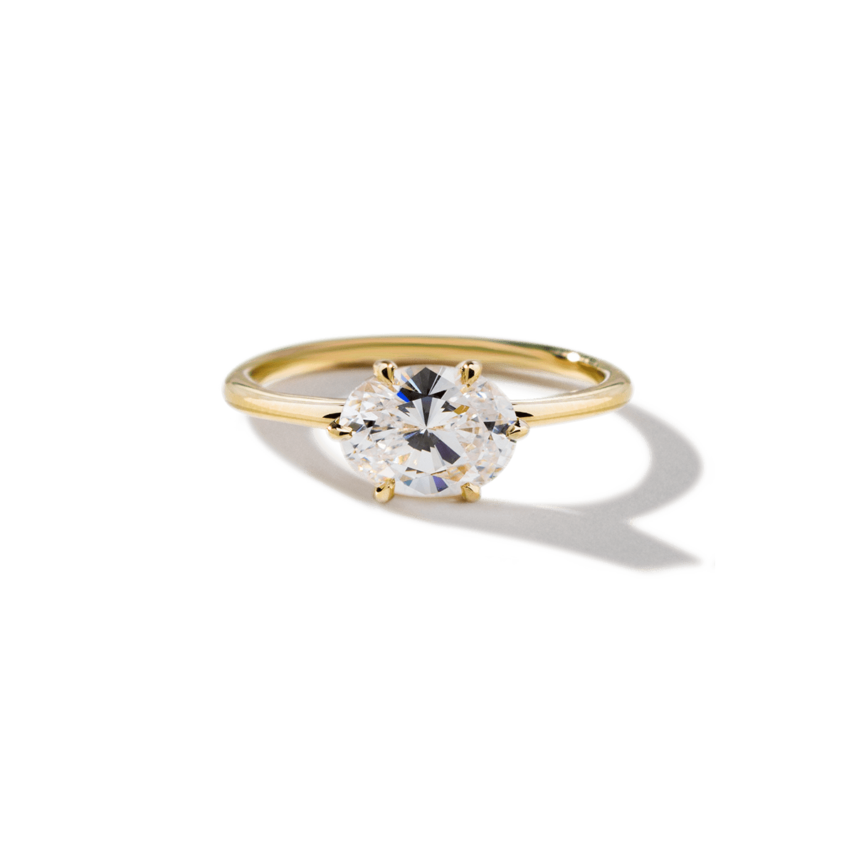1 ct Anillo de compromiso con diamante Corte Solitario Horizontal en oro o platino - BODHANA