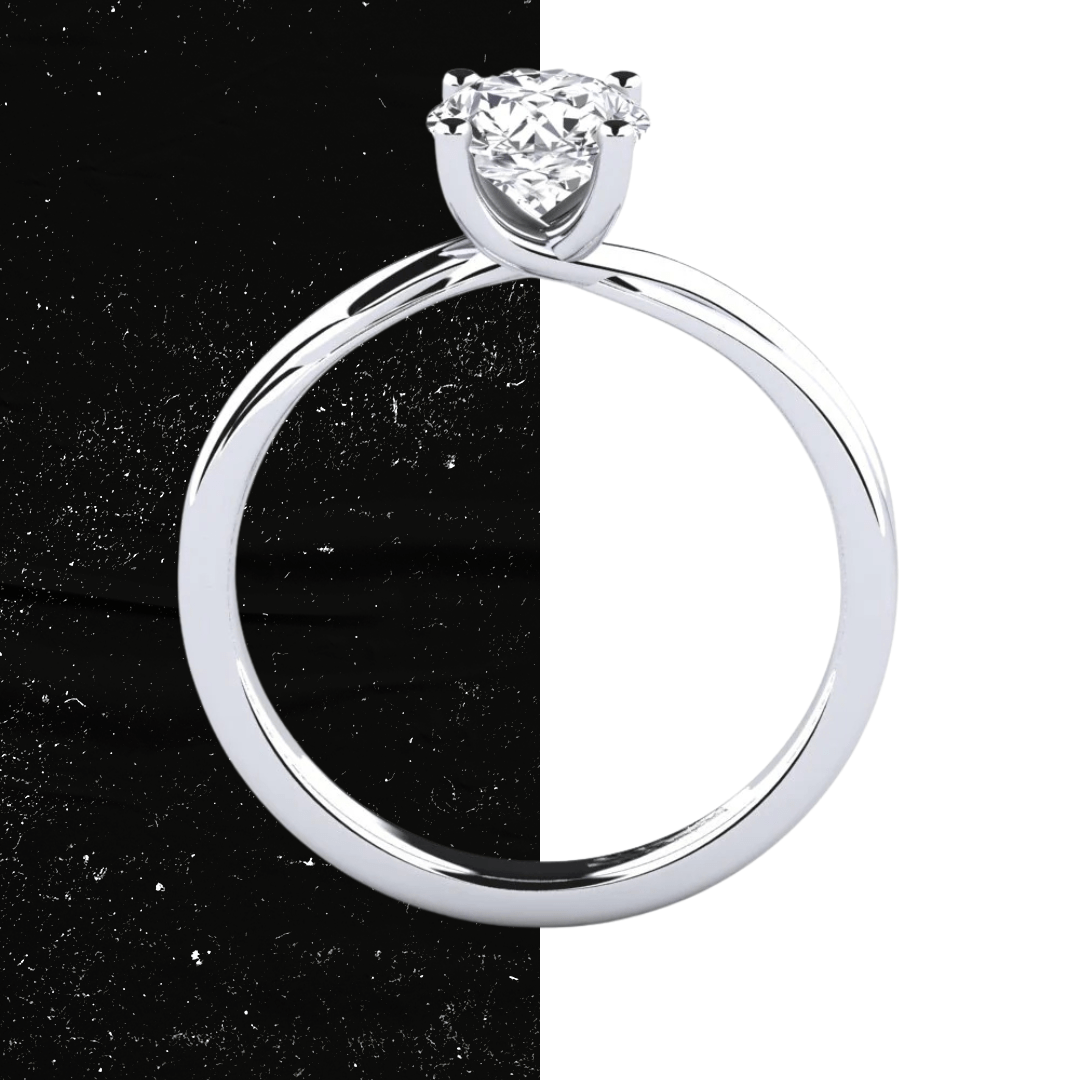 1 ct Anillo de compromiso con diamante redondo oro 14K - BODHANA