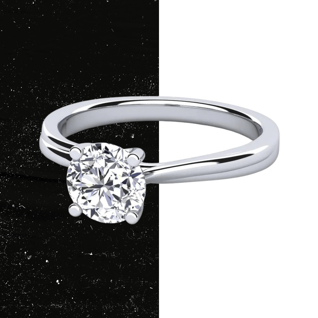 1 ct Anillo de compromiso con diamante redondo oro 14K - BODHANA