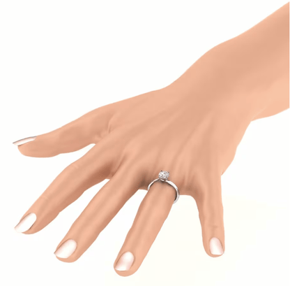 1 ct Anillo de compromiso con diamante redondo oro 14K - BODHANA