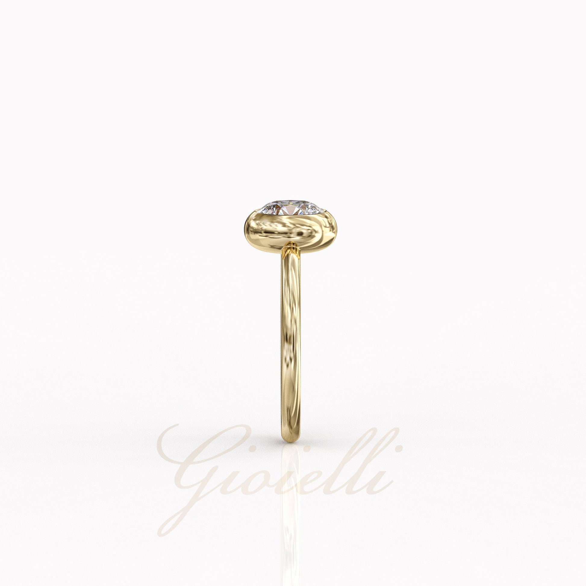 1 ct Anillo de compromiso con diamante redondo oro 14k - BODHANA