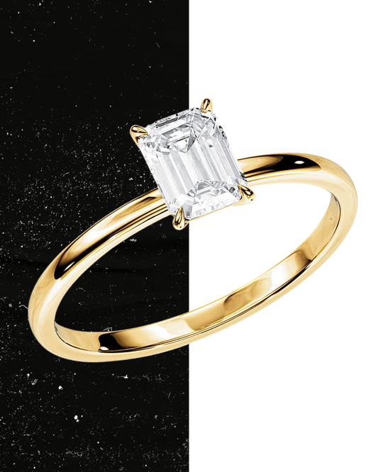 1 ct Anillo de compromiso con diamante Esmeralda Oro 14 K - BODHANA