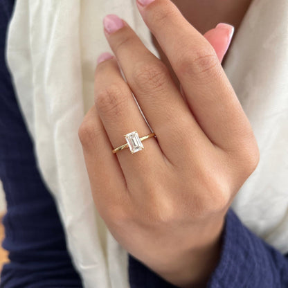 1 ct Anillo de compromiso con diamante Esmeralda Oro 14 K - BODHANA