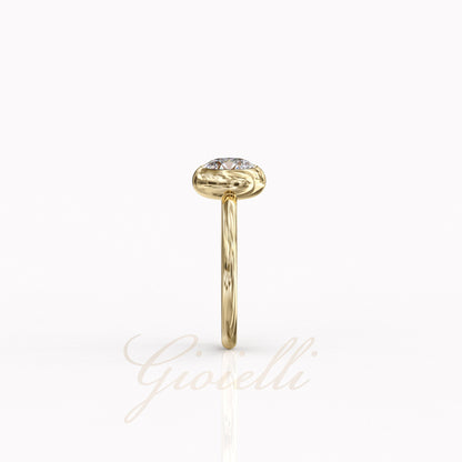 1 ct Anillo de compromiso con diamante redondo oro 14k - BODHANA