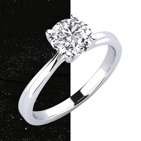 1 ct Anillo de compromiso con diamante redondo oro 14K - BODHANA