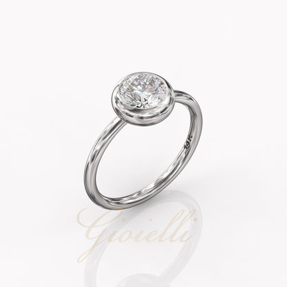 1 ct Anillo de compromiso con diamante redondo oro 14k - BODHANA