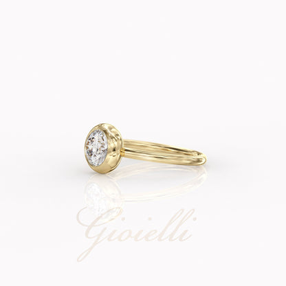 1 ct Anillo de compromiso con diamante redondo oro 14k - BODHANA