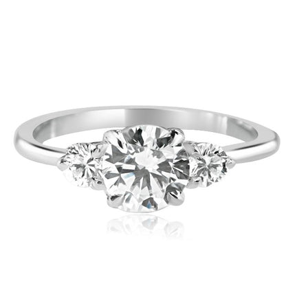 1 ct anillo de compromiso montura diamantes laterales en plata fina 925 con Diamante de Laboratorio - BODHANA
