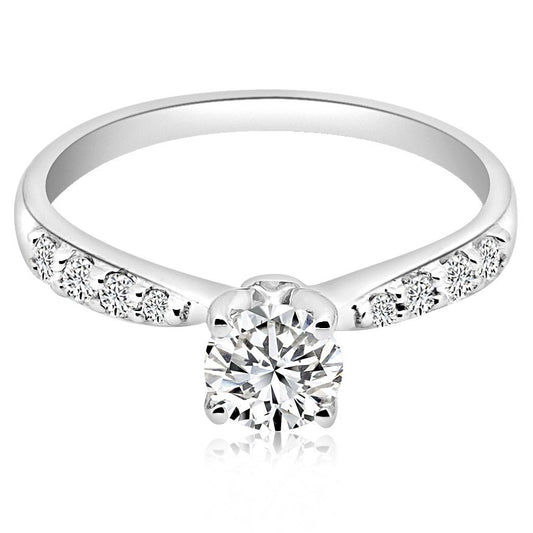 1 ct anillo de compromiso pavé moño en plata fina 925 con Diamante de Laboratorio - BODHANA
