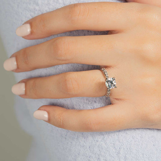 1 ct anillo de compromiso pavé moño en plata fina 925 con Diamante de Laboratorio - BODHANA