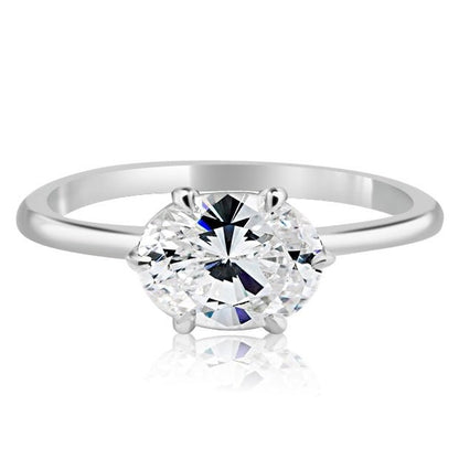 1 ct anillo de compromiso solitario OVAL PERA ESMERALDA RADIANTE horizontal en plata fina 925 con Diamante de Laboratorio - BODHANA