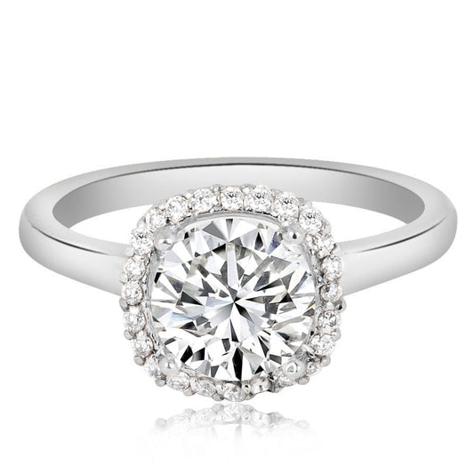 1 ct anillo de compromiso solitario con Halo Cojin en plata fina 925 con Diamante de Laboratorio - BODHANA