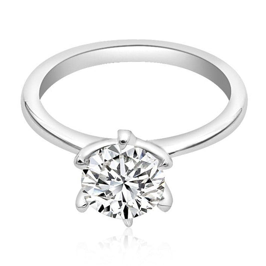 1 ct anillo de compromiso solitario seis uñas en plata fina 925 con Diamante de Laboratorio - BODHANA