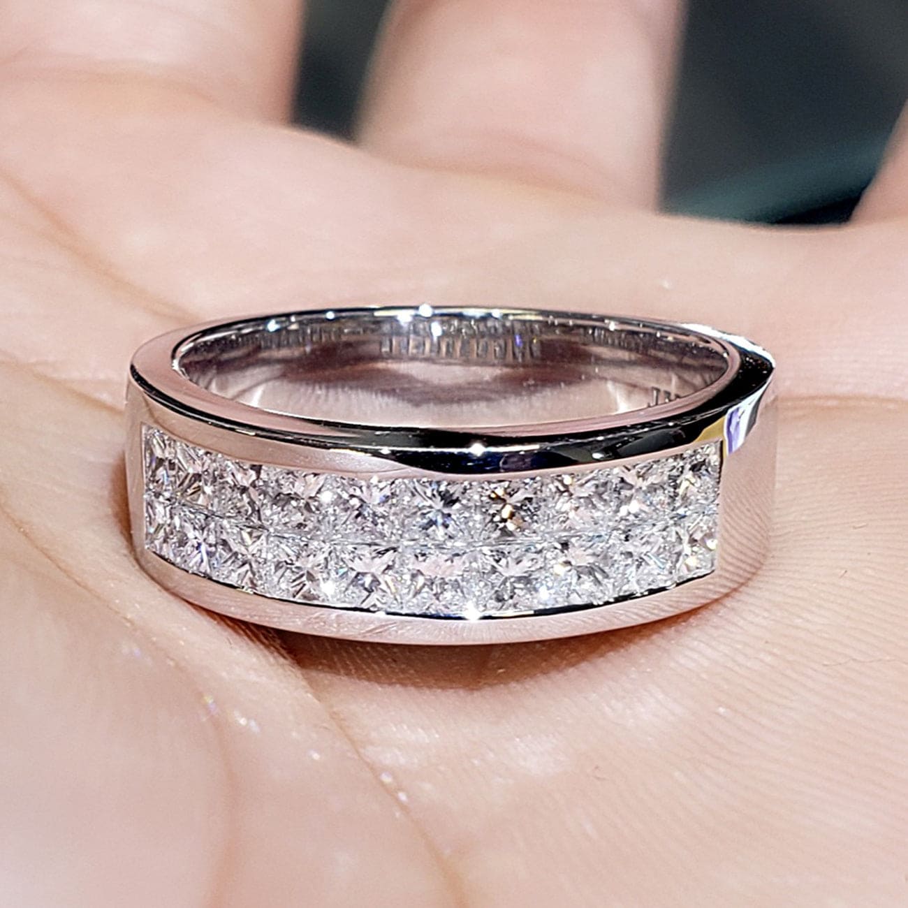 Anillo de Compromiso para Hombre con Diamantes de Laboratorio – 2.35 Quilates Corte Princesa