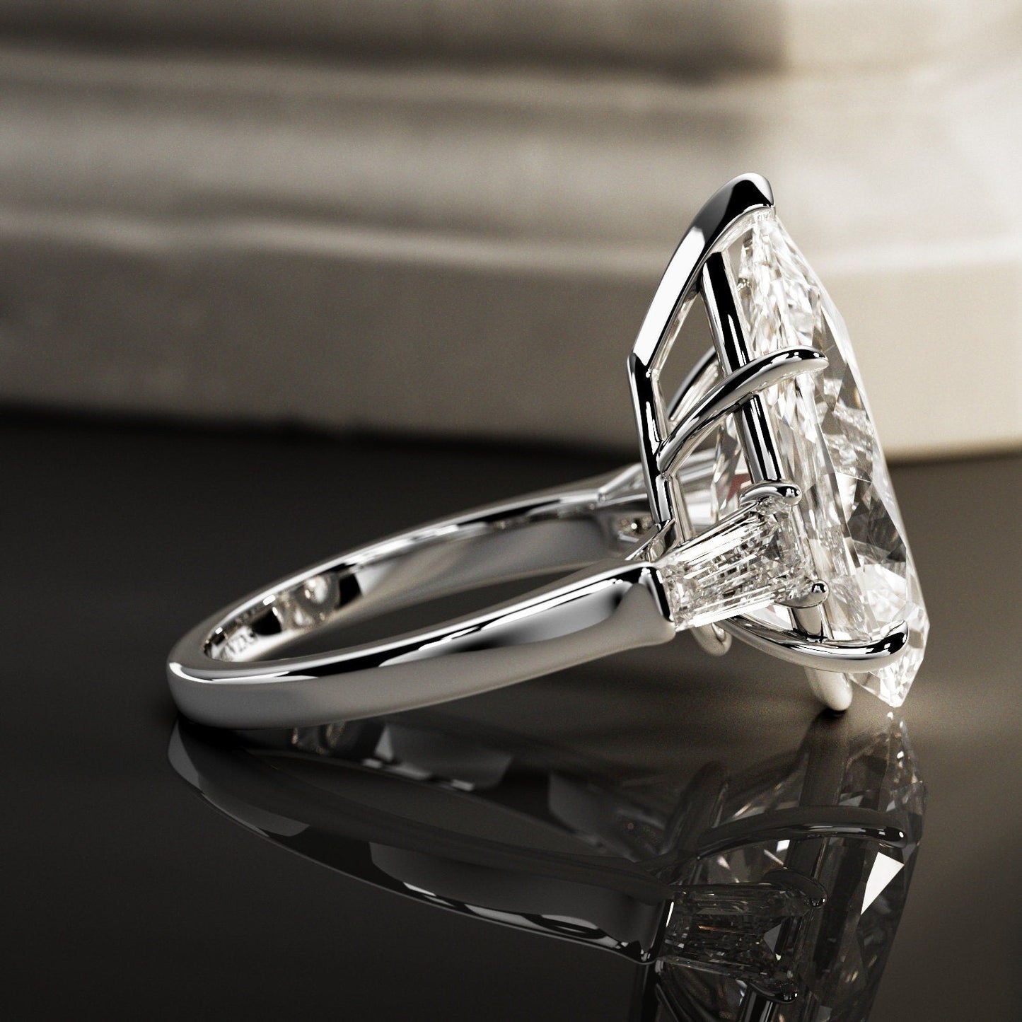 10 ct Anillo de compromiso con diamante corte pera - BODHANA