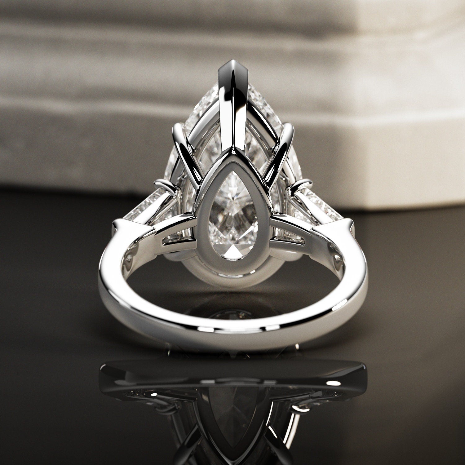 10 ct Anillo de compromiso con diamante corte pera - BODHANA
