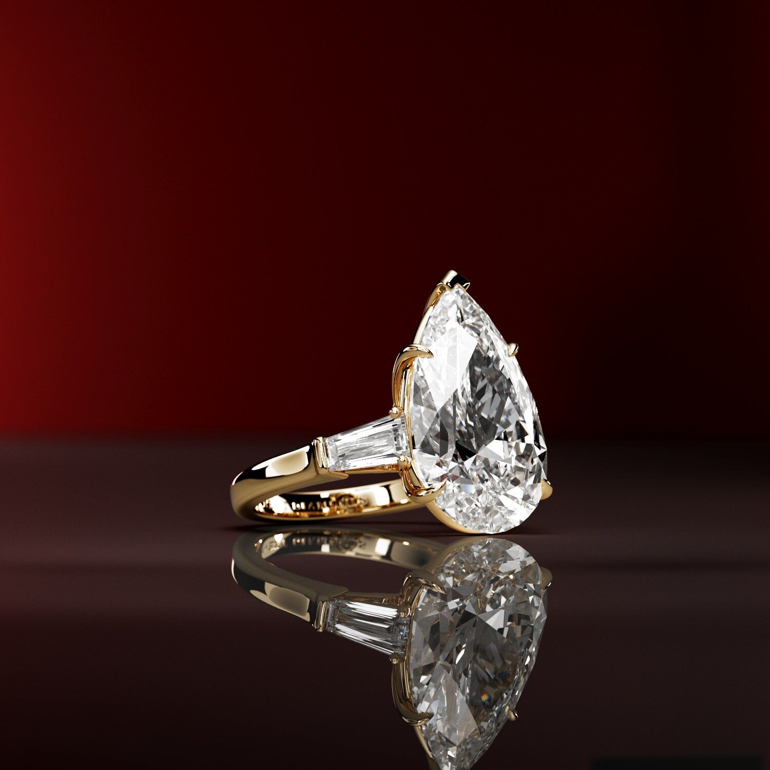 10 ct Anillo de compromiso con diamante corte pera - BODHANA
