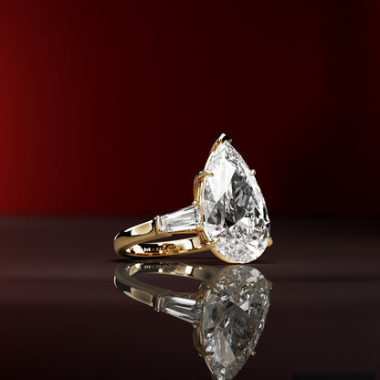 10 ct Anillo de compromiso con diamante corte pera - BODHANA