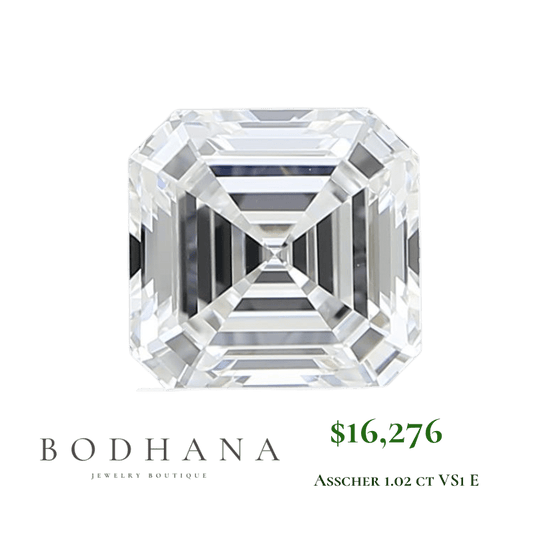 1.02 ct Diamante Lab Asscher Lab VS1 E - bodhana