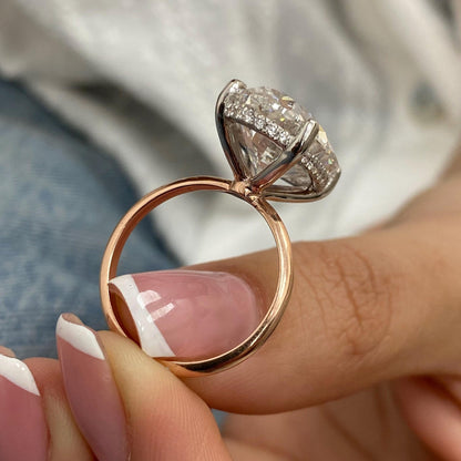 10.20 ct Anillo de compromiso con diamante ovalado en oro 14k - BODHANA