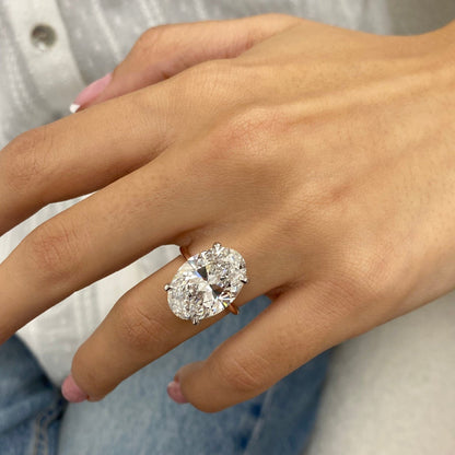 10.20 ct Anillo de compromiso con diamante ovalado en oro 14k - BODHANA