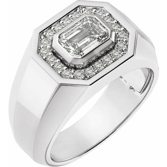 Anillo compromiso hombre 1.75 quilates corte esmeralda IGI 14K