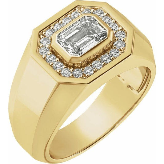 Anillo compromiso hombre 1.75 quilates corte esmeralda IGI 14K
