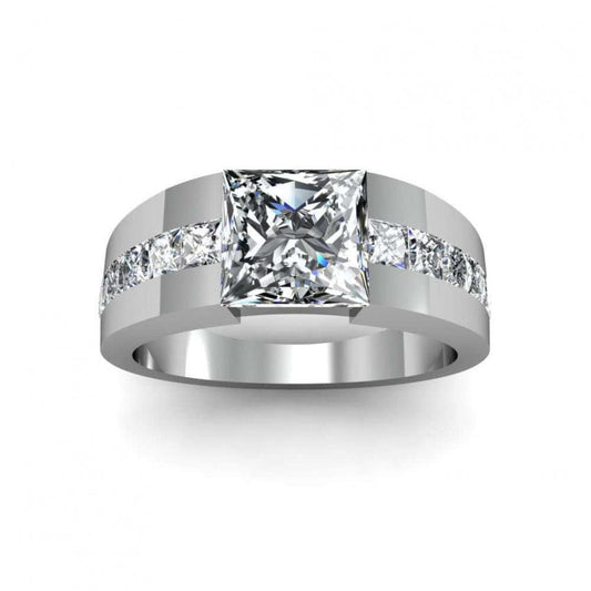 Anillo de Compromiso para Hombre con Diamante de Corte Princesa 1.80 Quilates