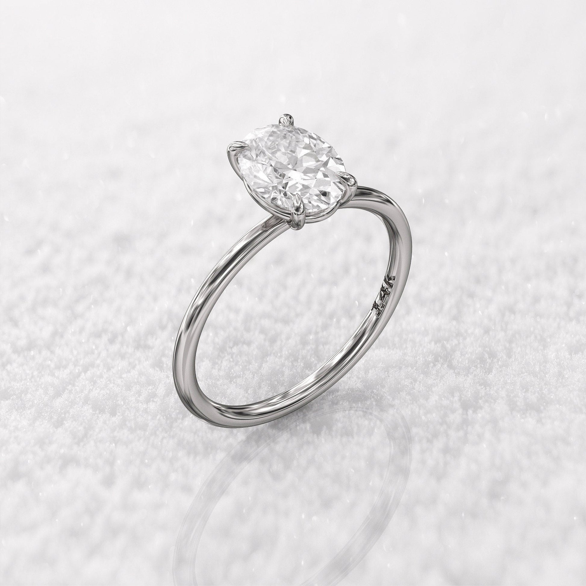 1.5 ct Anillo de compromiso con diamante ovalado oro sólido de 14K - BODHANA