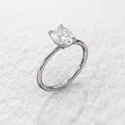 1.5 ct Anillo de compromiso con diamante ovalado oro sólido de 14K - BODHANA