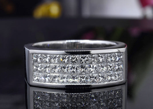 Anillo de Diamante para Hombre de Corte Princesa de 1.80 quilates. con Diamantes de laboratorio