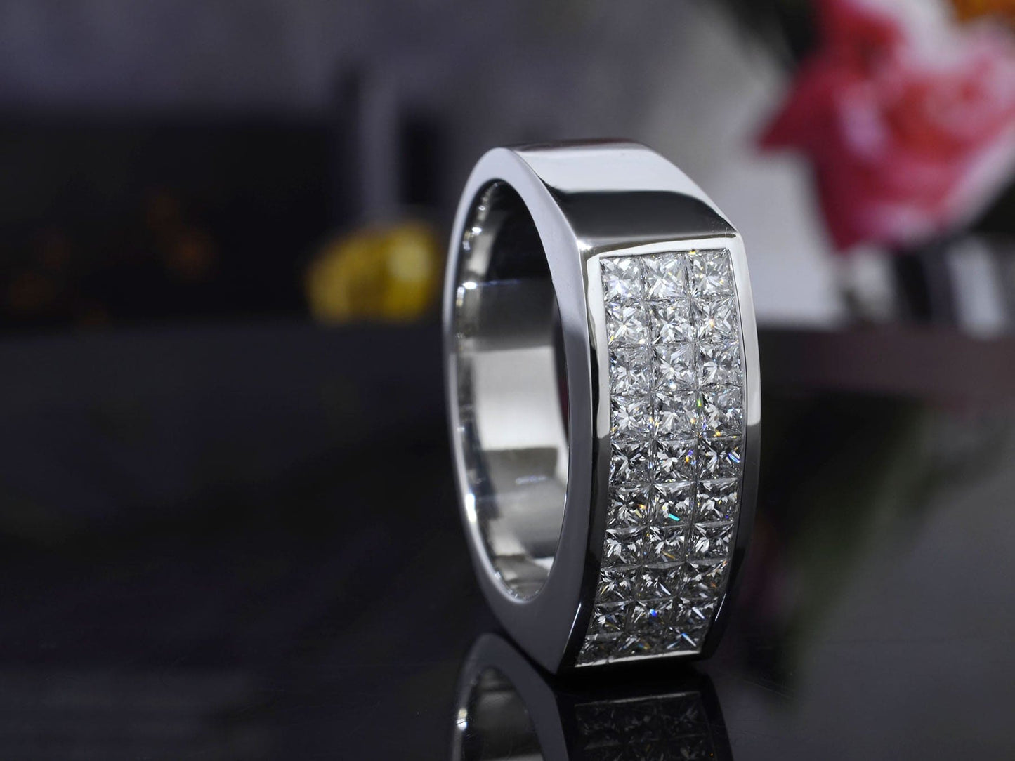 Anillo de Diamante para Hombre de Corte Princesa de 1.80 quilates. con Diamantes de laboratorio