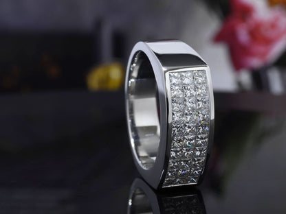 Anillo de Diamante para Hombre de Corte Princesa de 1.80 quilates. con Diamantes de laboratorio