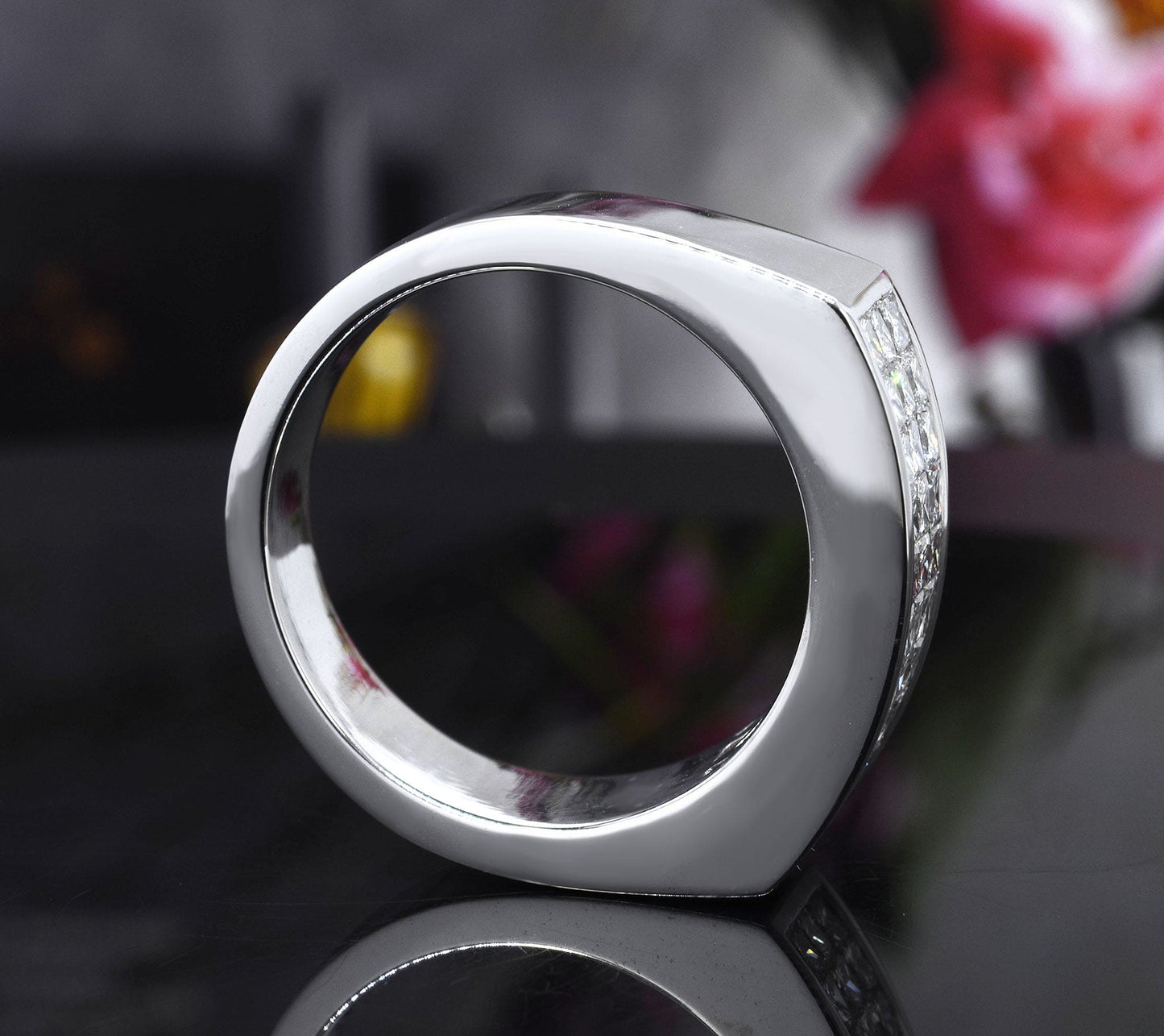 Anillo de Diamante para Hombre de Corte Princesa de 1.80 quilates. con Diamantes de laboratorio