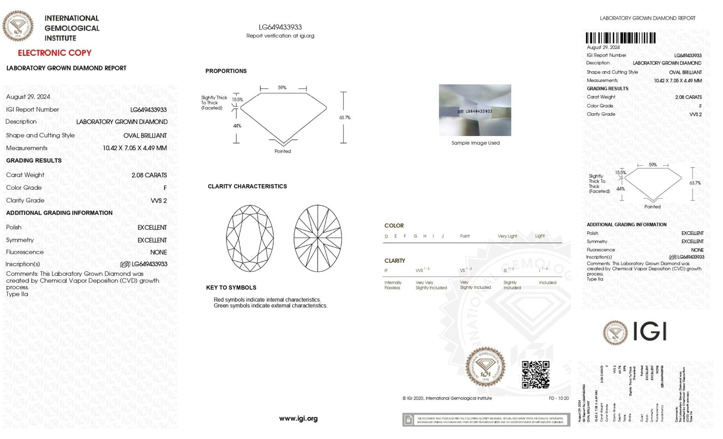 2.08 ct Diamante Lab Corte Oval VVS2 F - BODHANA