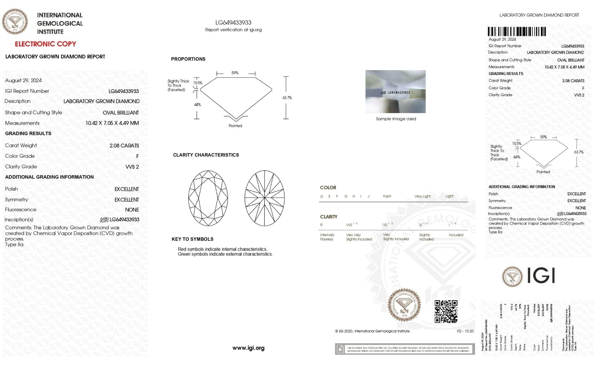 2.08 ct Diamante Lab Corte Oval VVS2 F - BODHANA