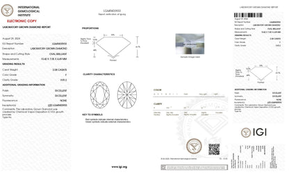 2.08 ct Diamante Lab Corte Oval VVS2 F - BODHANA