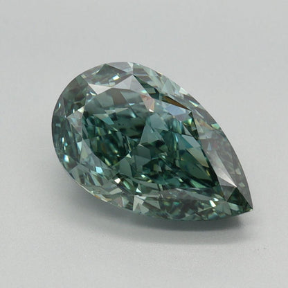 2.25 ct Anillo de compromiso con diamante pera azul verdoso vívido oro 14k - BODHANA