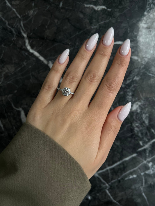 2.25 ct Anillo de compromiso con diamante Corte Redondo Oro 14 K - BODHANA