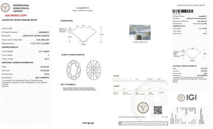 3.01 ct Diamante Lab Corte Oval VVS2 F - BODHANA